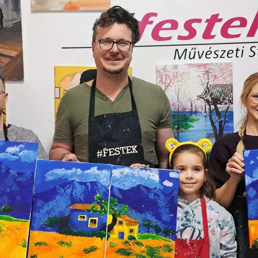 Páros élményfestés Apuval Sopronban – 40×50 cm-es vászonra