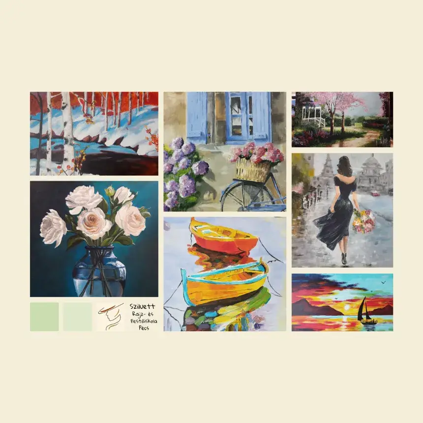 Akril festőtanfolyam Pécsett, a Sziluett Rajz- és Festőiskolában