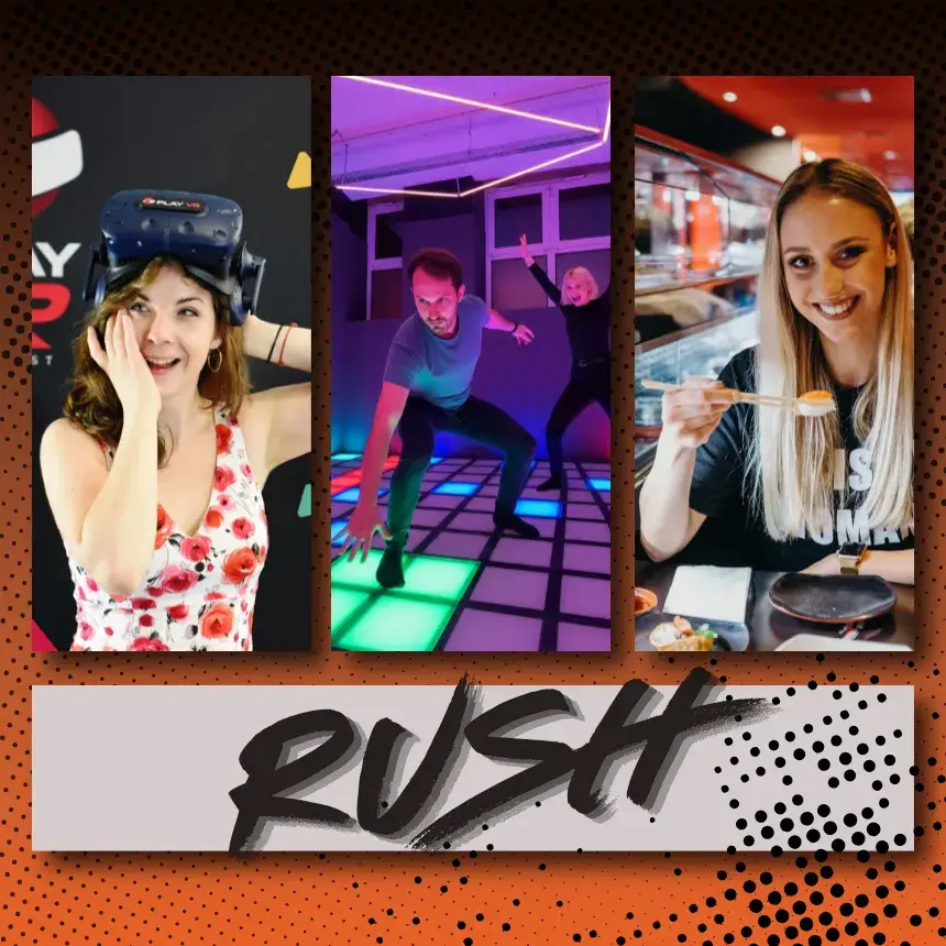 "RUSH" páros 3 az 1-ben élménynap! – VR & Pixel Run & Wasabi