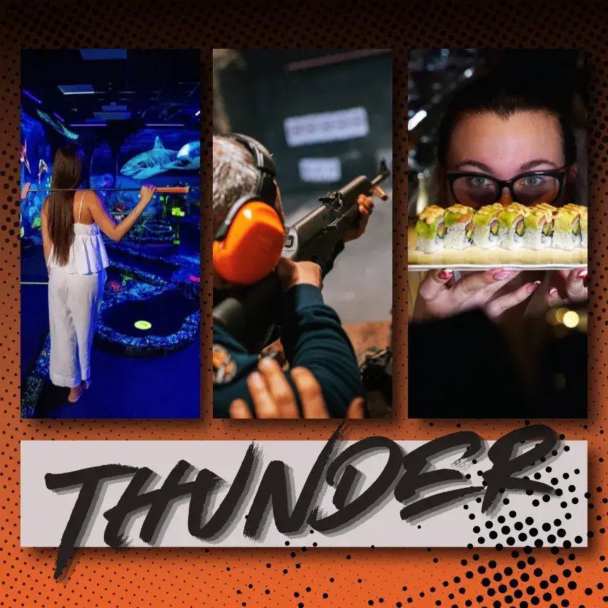 "THUNDER" 3 az 1-ben élménynap! – UV Minigolf & Lövészet & Wasabi étterem