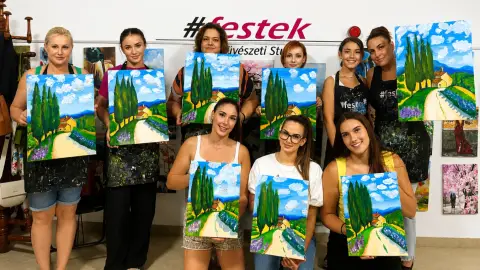 Páros élményfestés Anyuval Sopronban – 40×50 cm-es vászonra 2