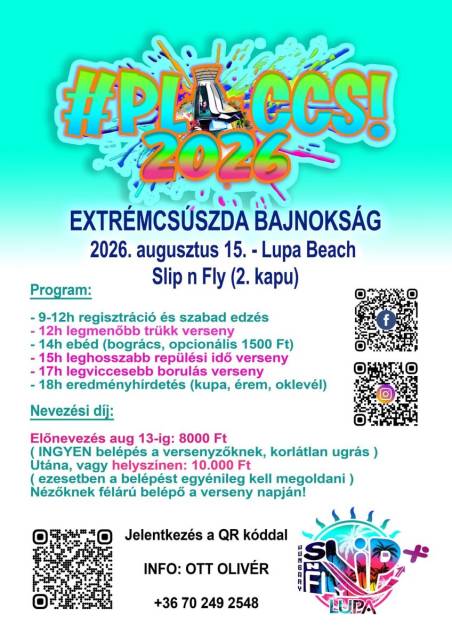 PLACCS 2026  Augusztus 15.– Magyarország legőrültebb extrémcsúszda-bajnoksága a Lupa Beachen