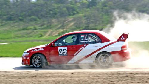 Mitsubishi Evoval rallyzás 1 km-es rallycross pályán Siófok mellett 6