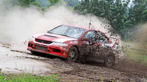 Mitsubishi Evoval rallyzás 1 km-es rallycross pályán Siófok mellett 1