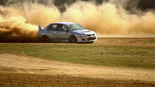 Mitsubishi Lancer Evoval 1,5 km-es rallycross pályán Sopron mellett 3