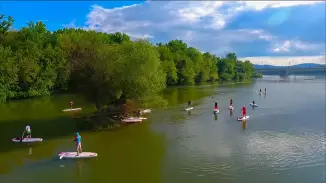 SUP túra Budapest alatti ráckevei Duna ágon kosár