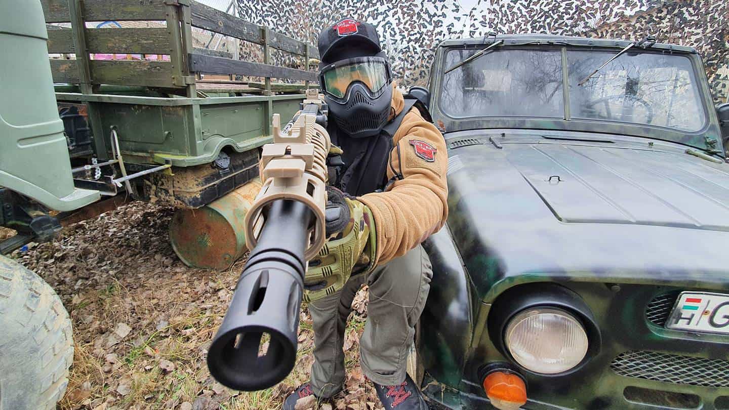 Családi Paintball - lövészet apával UAZ katonai terepjáróról 1