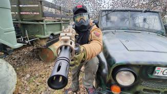 Családi Paintball - lövészet apával UAZ katonai terepjáróról kosár